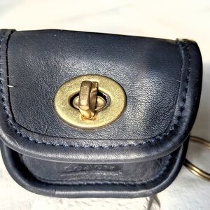 Vintage COACH Mini City Key Fob Coin Purse 7105 Dk Navy & Brass No Hang Tag EUC!